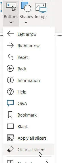 Inserting a button to clear slicers