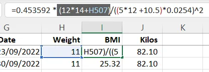 Evaluating part of a formula