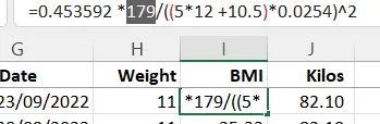 Evaluated formula