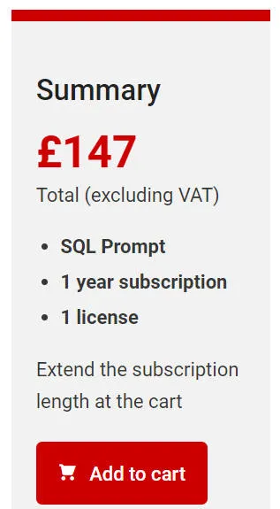 SQL Prompt licence