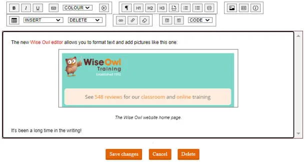 The Wise Owl HTML editor