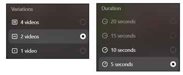 the default video length and quantity