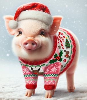 Pig in Xmas jumper