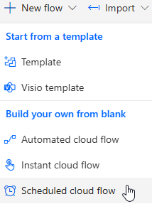 Power Automate flow drop-down menu