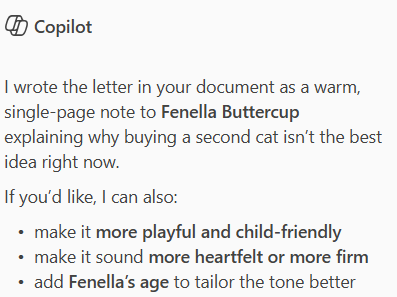 Copilot's thoughts on letter Copilot's thoughts on letter