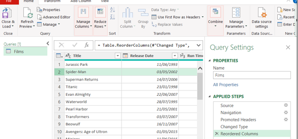 Power Query editor Power Query editor