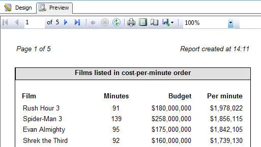 SQL Server Reporting Services 2008 R2 exercise - Expressions (image 1)