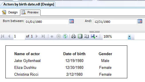 SQL Server Reporting Services 2008 R2 exercise - Parameters (image 1)