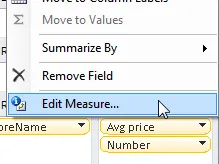 Edit measure ... menu