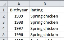 Different age categories