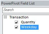 PowerPivot field list