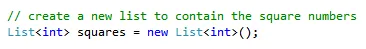 Example code for list