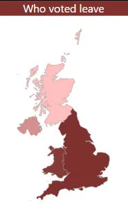 UK map of leave voters