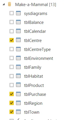 Tables to import