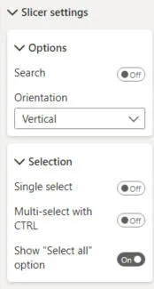 Slicer options