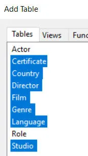 The film tables