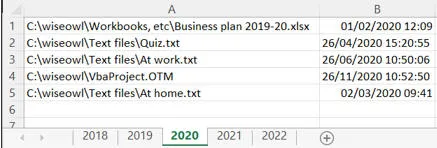 Worksheets by year