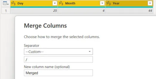 Merging columns