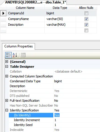 Identity Specification properties