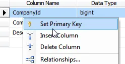 Setting primary key