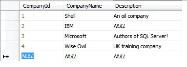 Four records in company table