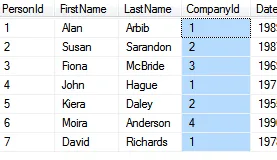 The tblPerson table