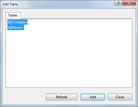 Choosing tables for a database diagram