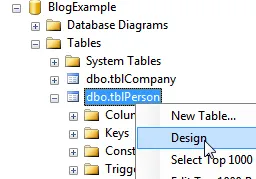 Design menu for a table