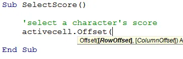 Offset method autocompletion