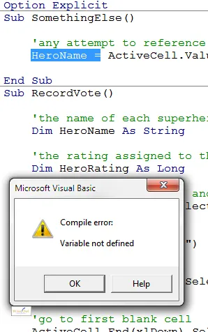 Example of local variable