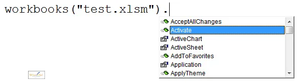 Activating a workbook - code