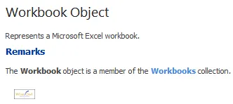 Example of help for workbook object