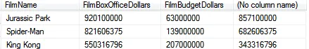 No column header heading