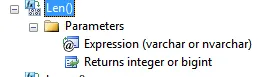 The LEN function parameters