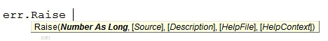 Err.Raise syntax