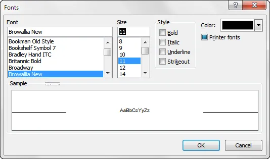 Fonts dialog box