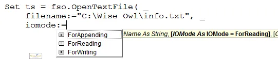 OpenTextFile method