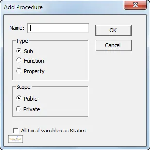 Insert Procedure dialog box