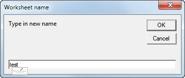 New worksheet name input box