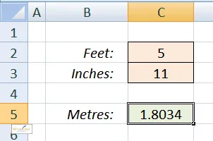 The function in use on a worksheet