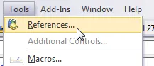 Tools References menu