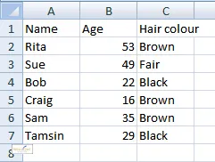 Recreated Excel worksheet