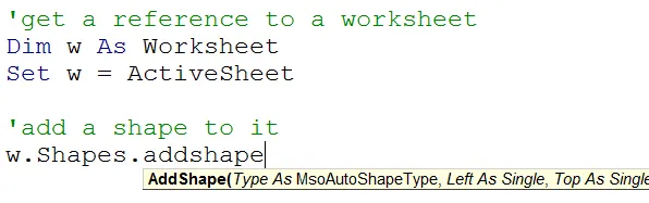 Adding a shape in VBA