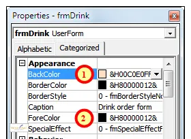 The ForeColor and BackColor properties