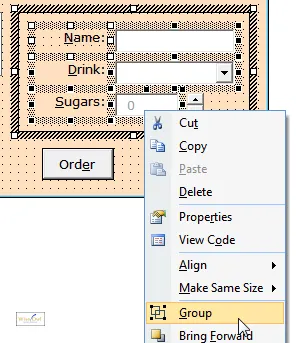 Controls selected for grouping