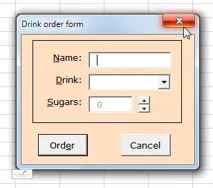 A form's close button