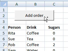 Spreadsheet with order button