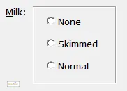 Option buttons for milk choice