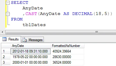 Date formatted as number