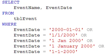 Other acceptable date formats